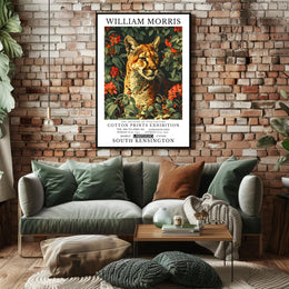 William Morris Vintage Cougar Botanical Art Animal Poster
