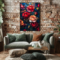 Roses and Stained Glass Artistic Poster