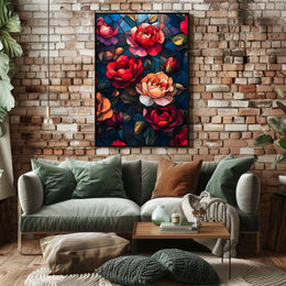 Roses and Stained Glass Artistic Poster