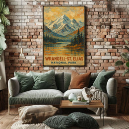 Wrangell Elias National Park Digital Painting Voyage Poster