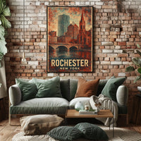 Rochester Architecture Vintage Travel Art Poster