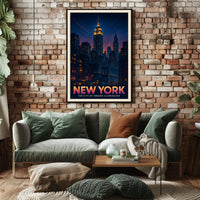 New York Nightscape Dreams Skyline Poster Modern Wall Art