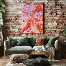 Vibrant Glamorous Nightlife Celebration Artistic Poster PosterGoat