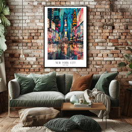 Vibrant Times Square Neon Lights Urban or Cityscape Poster PosterGoat
