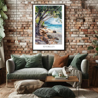 Secluded Seychelles Beach Scenery Travel Poster PosterGoat