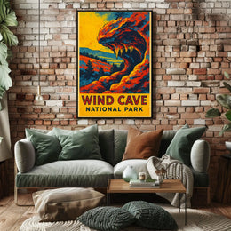 Wind Cave National Park Adventure Vintage Explorer Poster