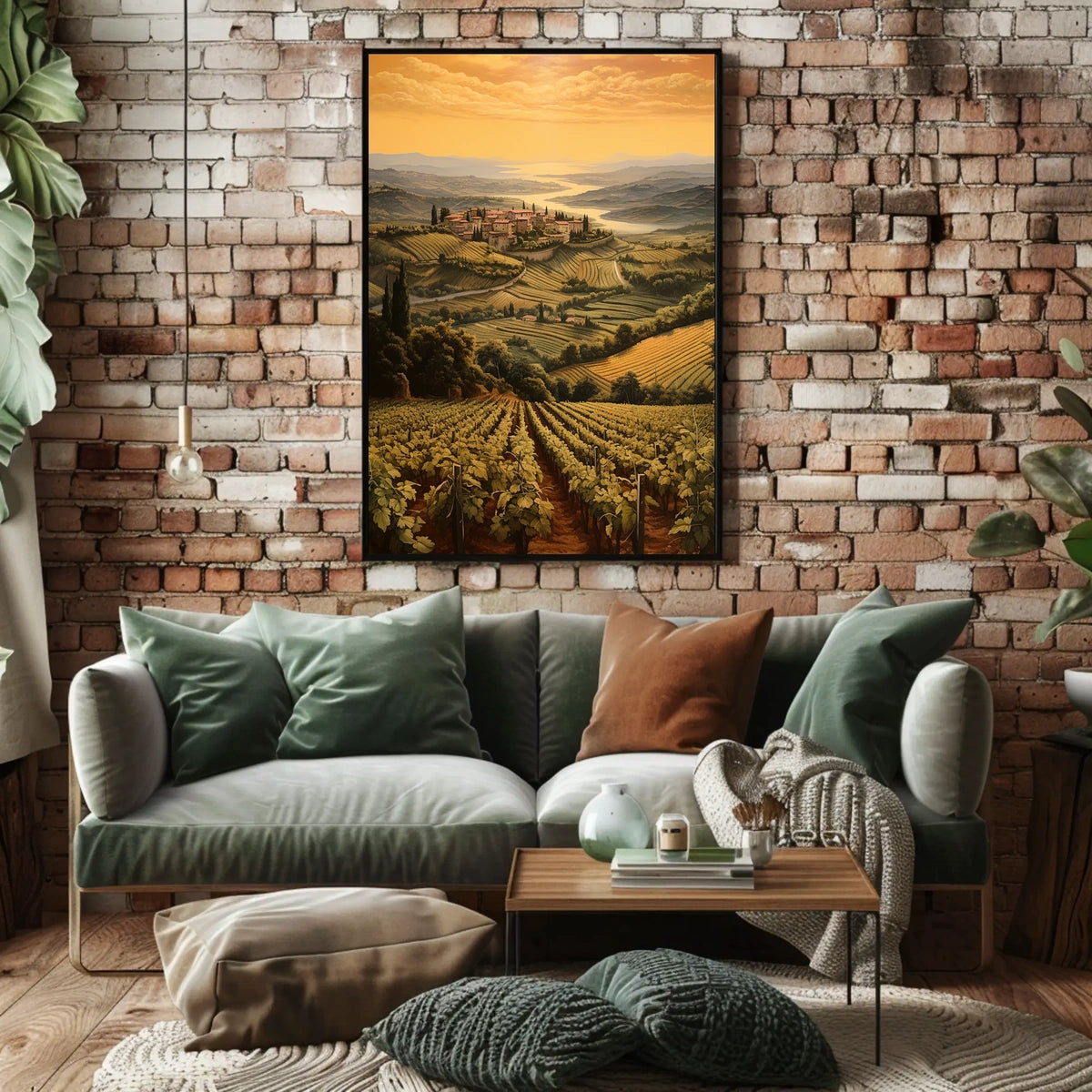 Tuscany Sunset Landscape Photorealistic Travel Poster