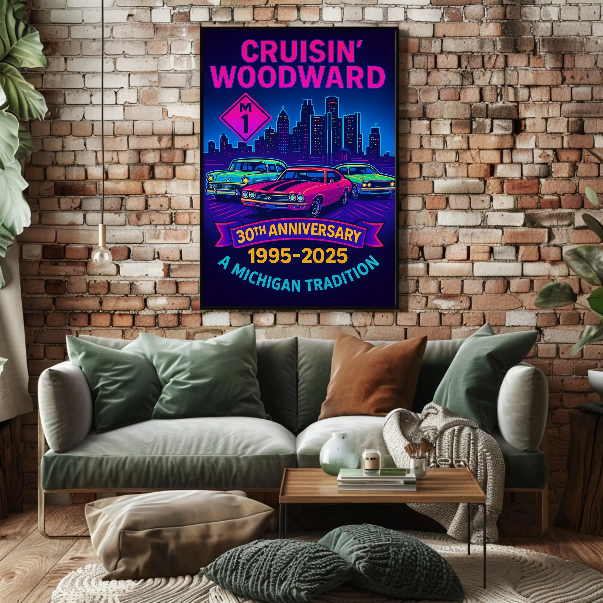 30th Anniversary Cruisin  Woodward Neon Pop Culture Poster