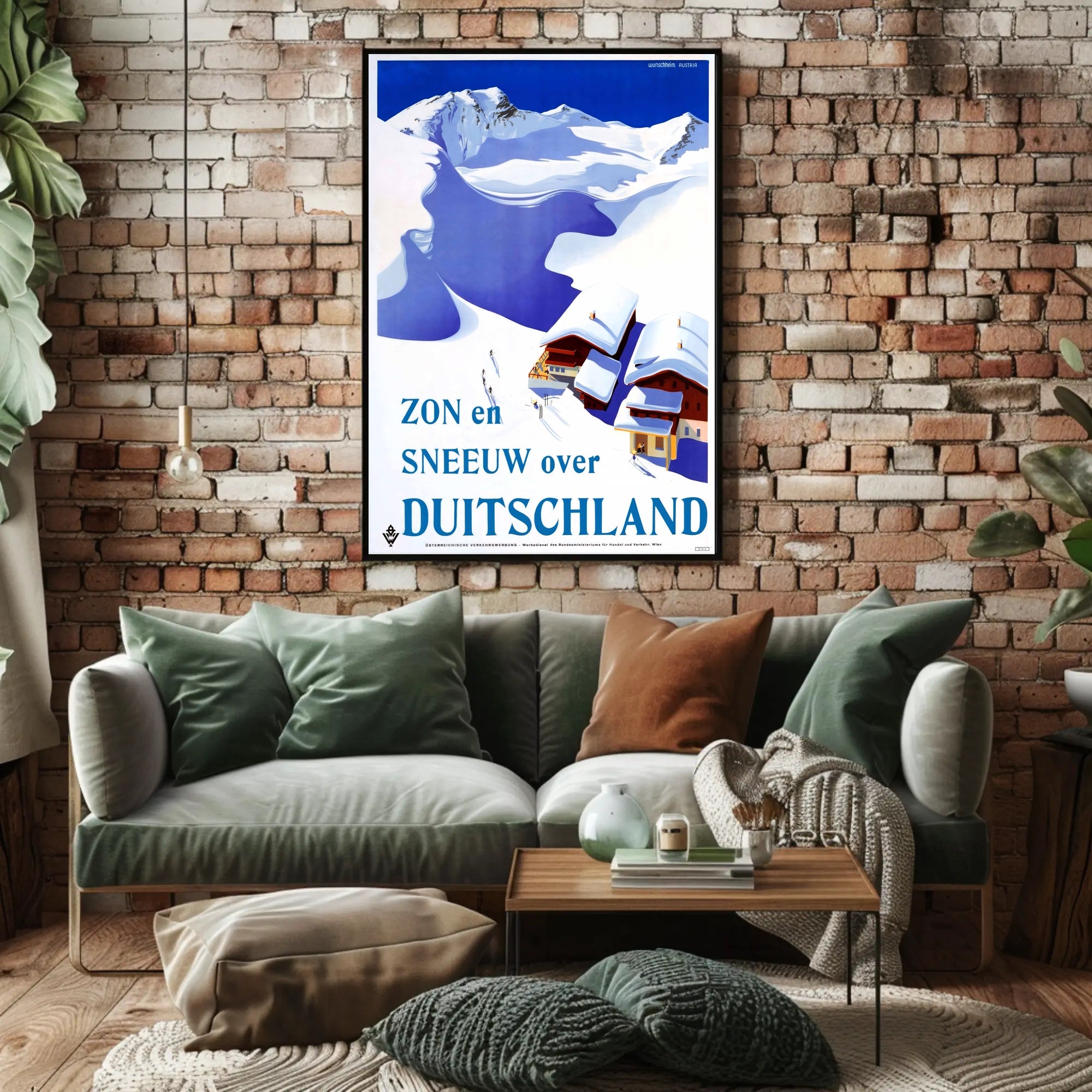 Snowy German Alps Vintage Travel Illustration Poster PosterGoat