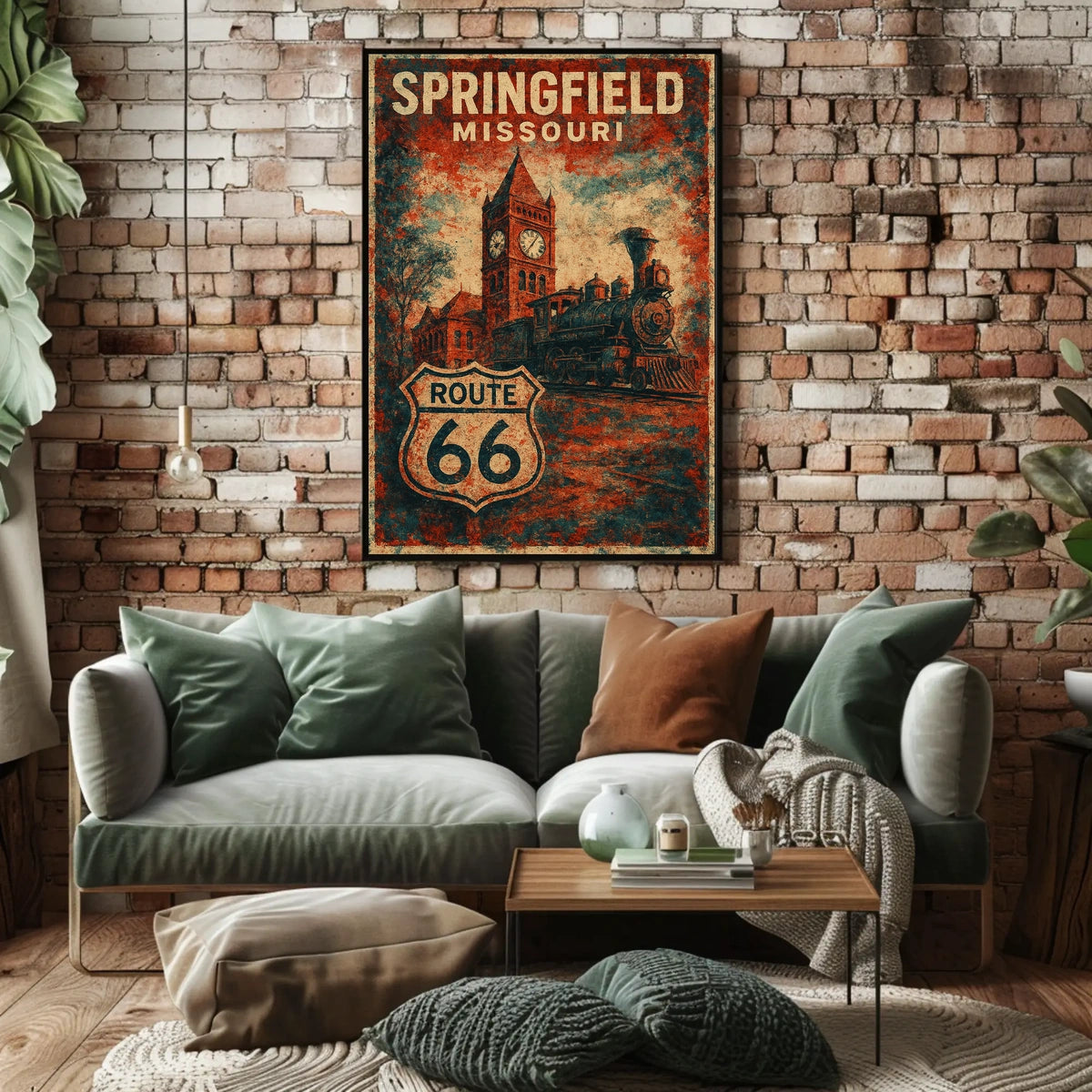 Route 66 Springfield Missouri Vintage Travel Poster