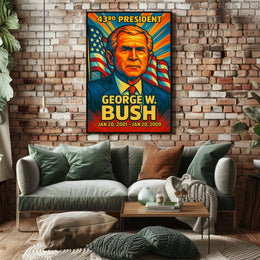 George W. Bush 43rd President of the United States Colorful Comic Book Style Poster