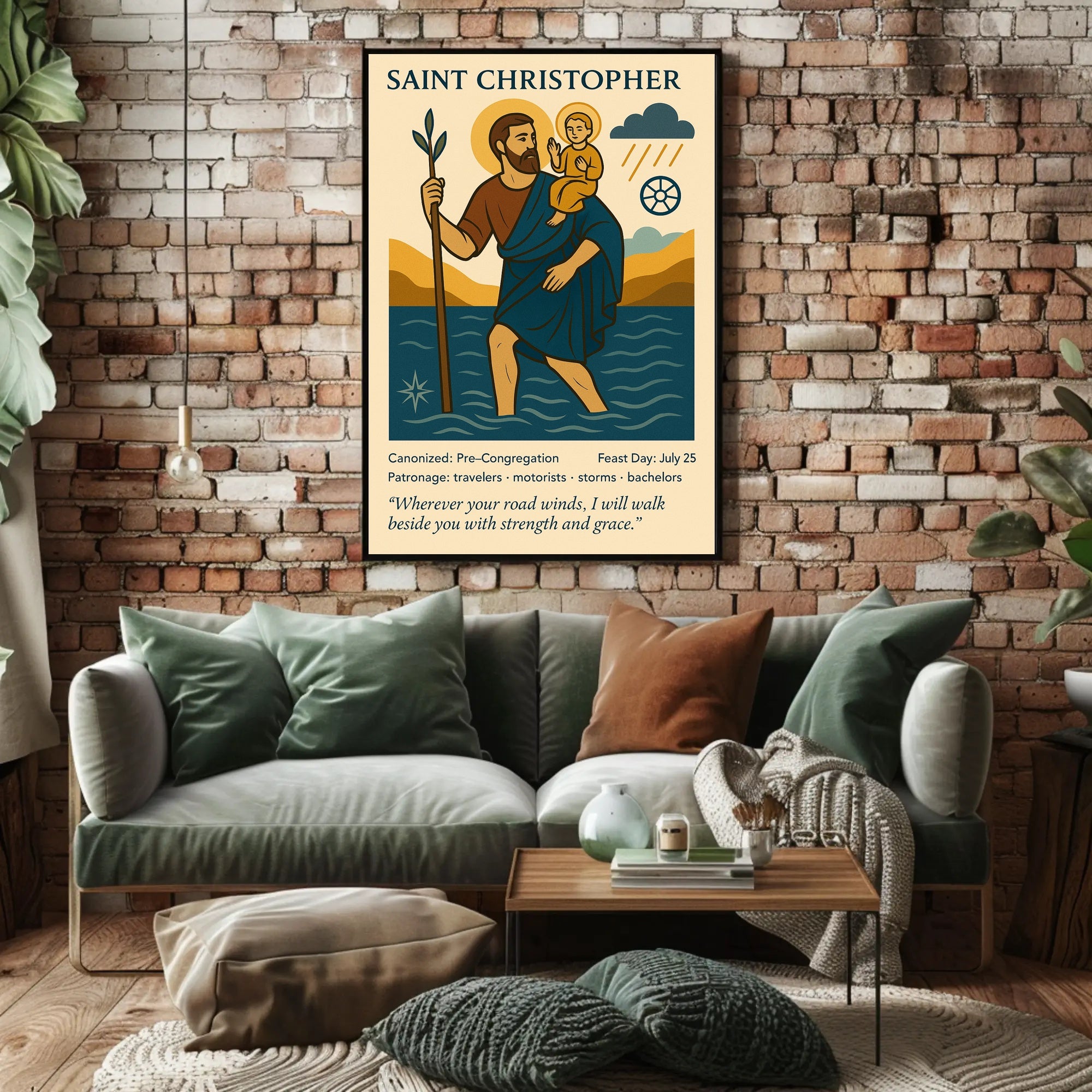 Saint Christopher Vintage Iconography in Mythology Poster