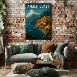 Amalfi Coast Poster Wall Art 18x24 Coastal Decor Print