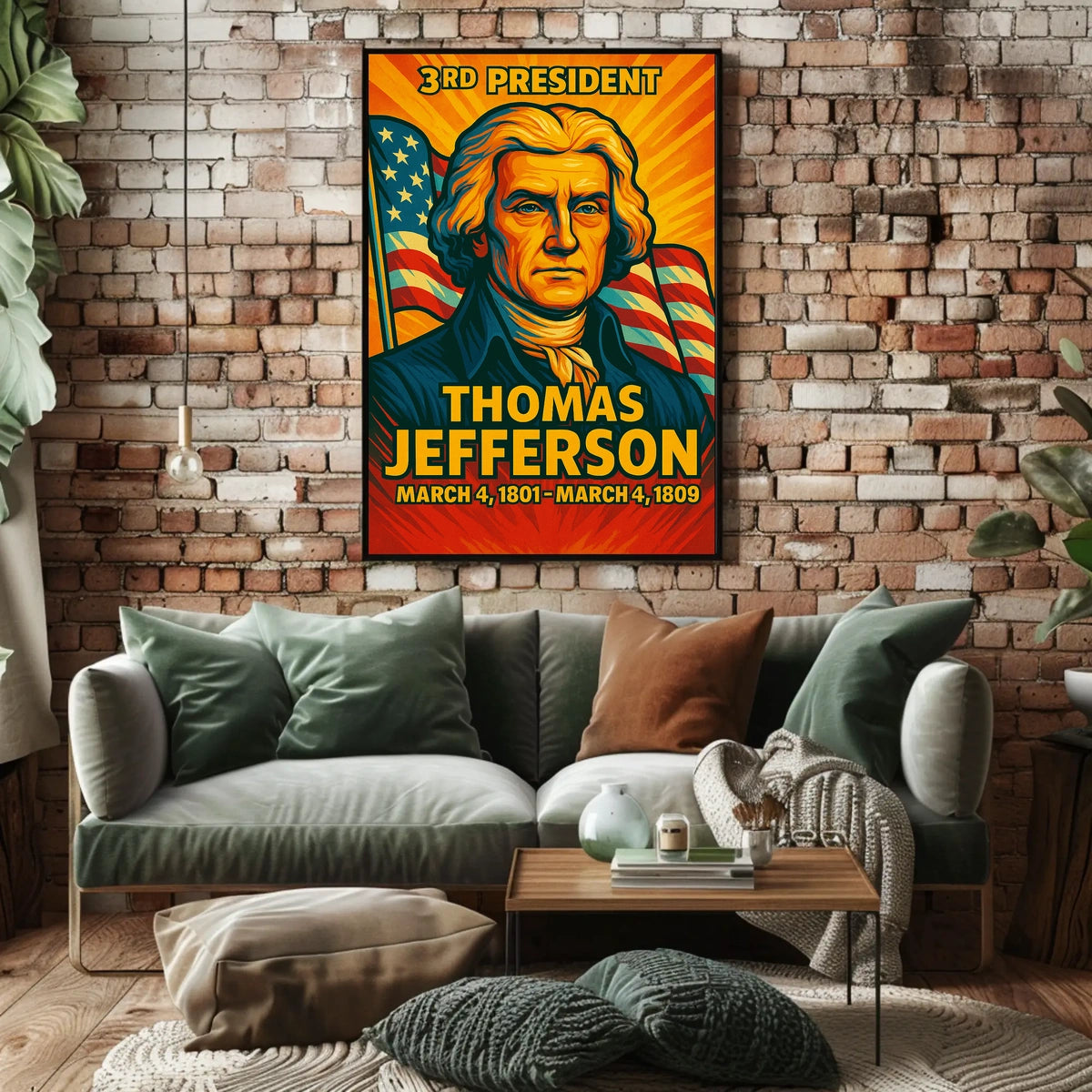 Thomas Jefferson 3rd President of the United States Colorful Comic Book Style Poster