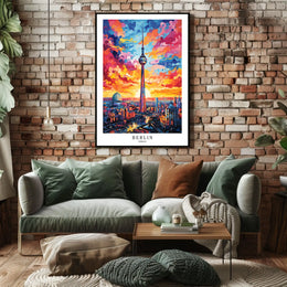 Berlin Skyline At Sunset Poster
