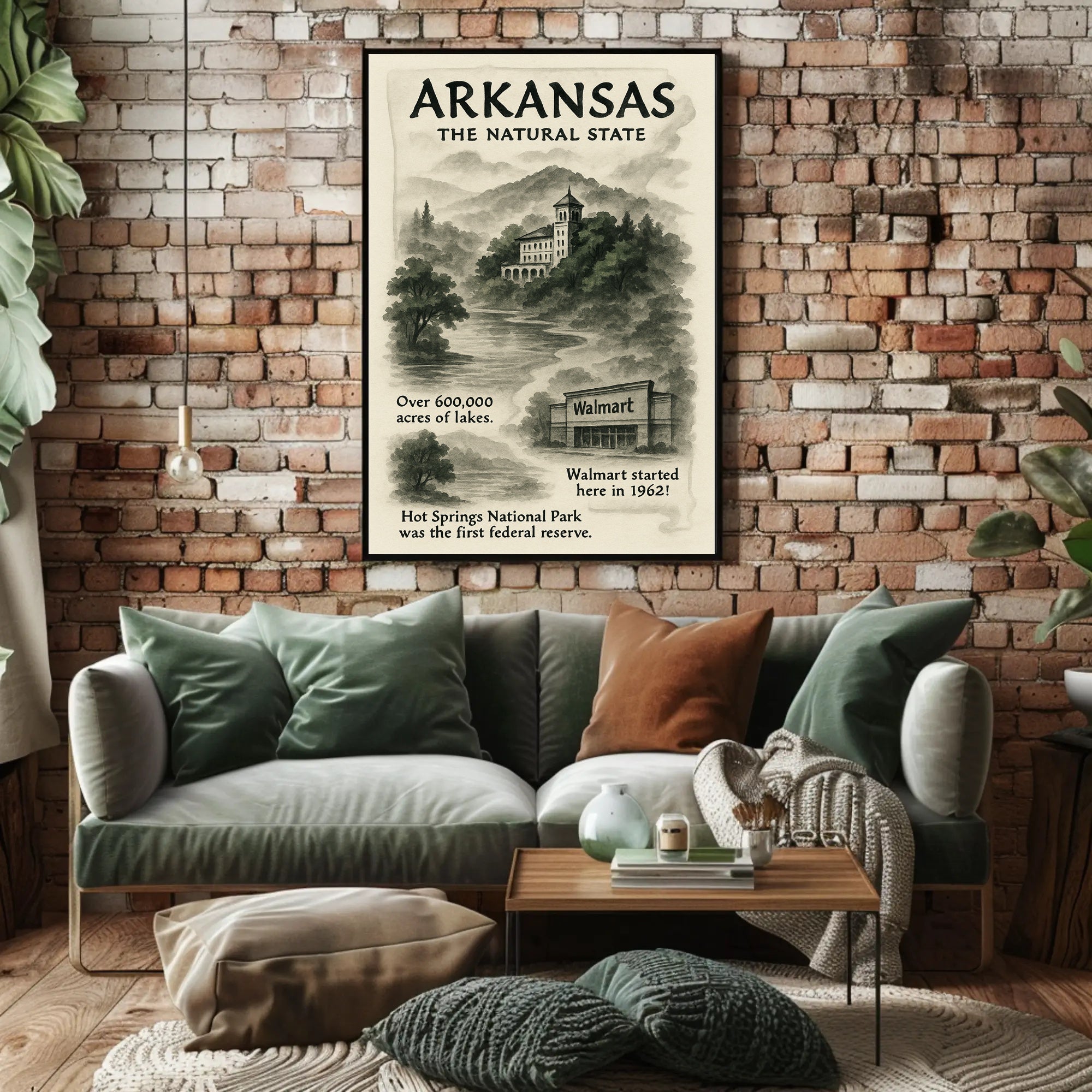 Arkansas The Natural State Vintage Travel Poster