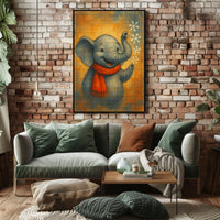 Winter Elephant Delight Poster