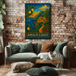 Amalfi Coast Stained Glass Art Poster