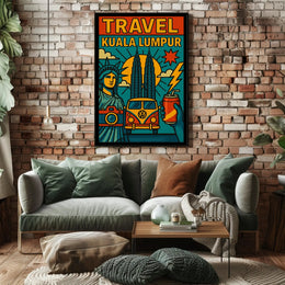Kuala Lumpur Adventure Retro Travel Poster