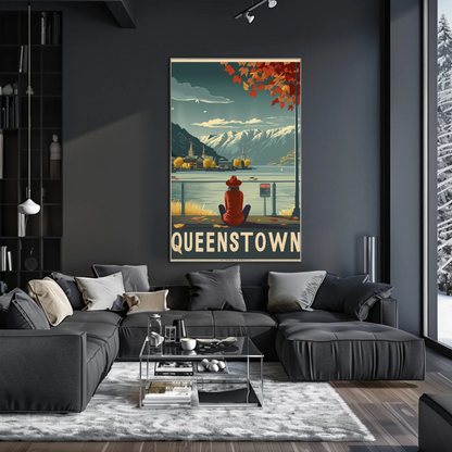 Queenstown New Zealand Lakeside Travel Poster