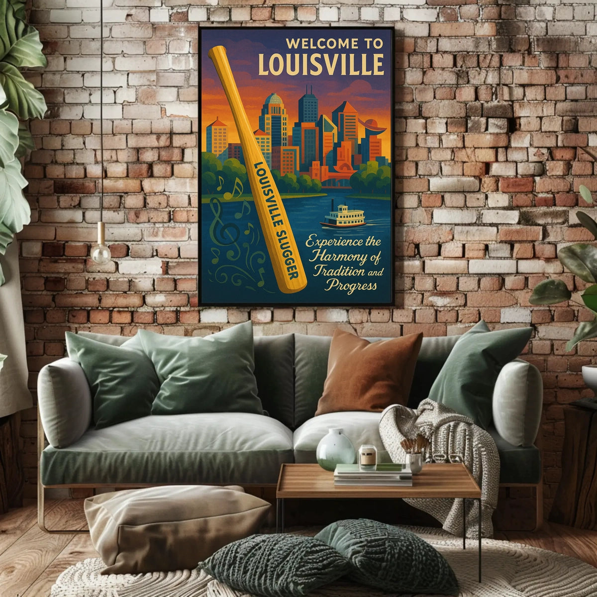 Welcome To Louisville Scenic Cityscape Art Inspiration Decor Lovers Wanderlust Souls Wall Art Poster