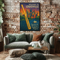 Welcome To Louisville Scenic Cityscape Art Inspiration Decor Lovers Wanderlust Souls Wall Art Poster