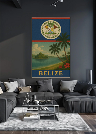 Belize Tropical Coast Vintage Travel Poster