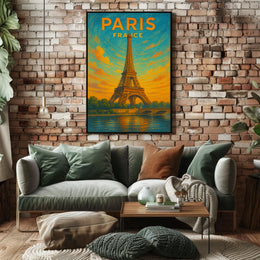 Paris, France Eiffel Tower At Sunset Poster