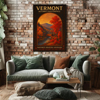 Vermont Autumn Landscape Photorealistic Travel Poster