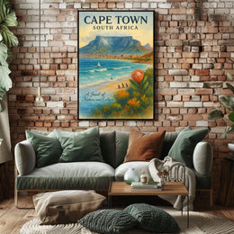 Cape Town Tranquility: Watercolor Art Poster Print