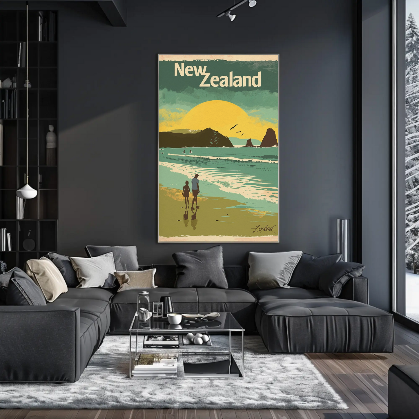 New Zealand Beach Sunset Coastal Walk Poster Poster