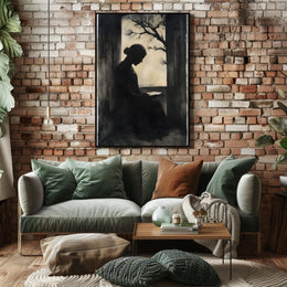 Silhouette Woman Reading Vintage Artistic Poster PosterGoat