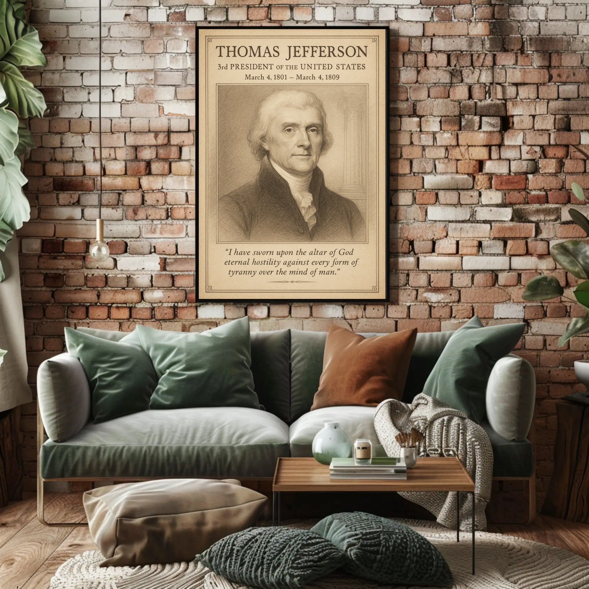 Thomas Jefferson 3rd President Sketch Poster Art Print Decor PosterGoat