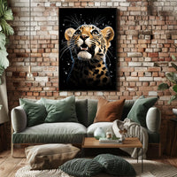 Leopard's Cosmic Wonder: Photorealistic Wildlife Art Poster