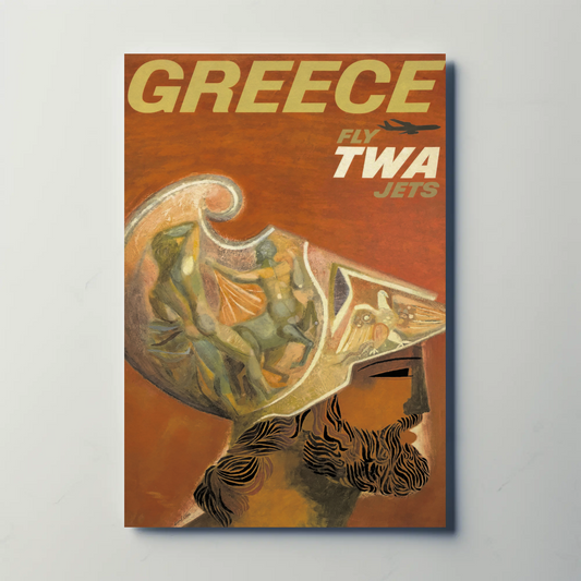TWA to Greece 1960s Vintage Style Airline Travel Poster