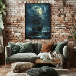 Moonlit Sailing Ship - Fantasy or Mythology Poster PosterGoat