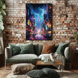 Futuristic Neon-Lit Cyberpunk Cityscape Futuristic Sci-Fi Poster
