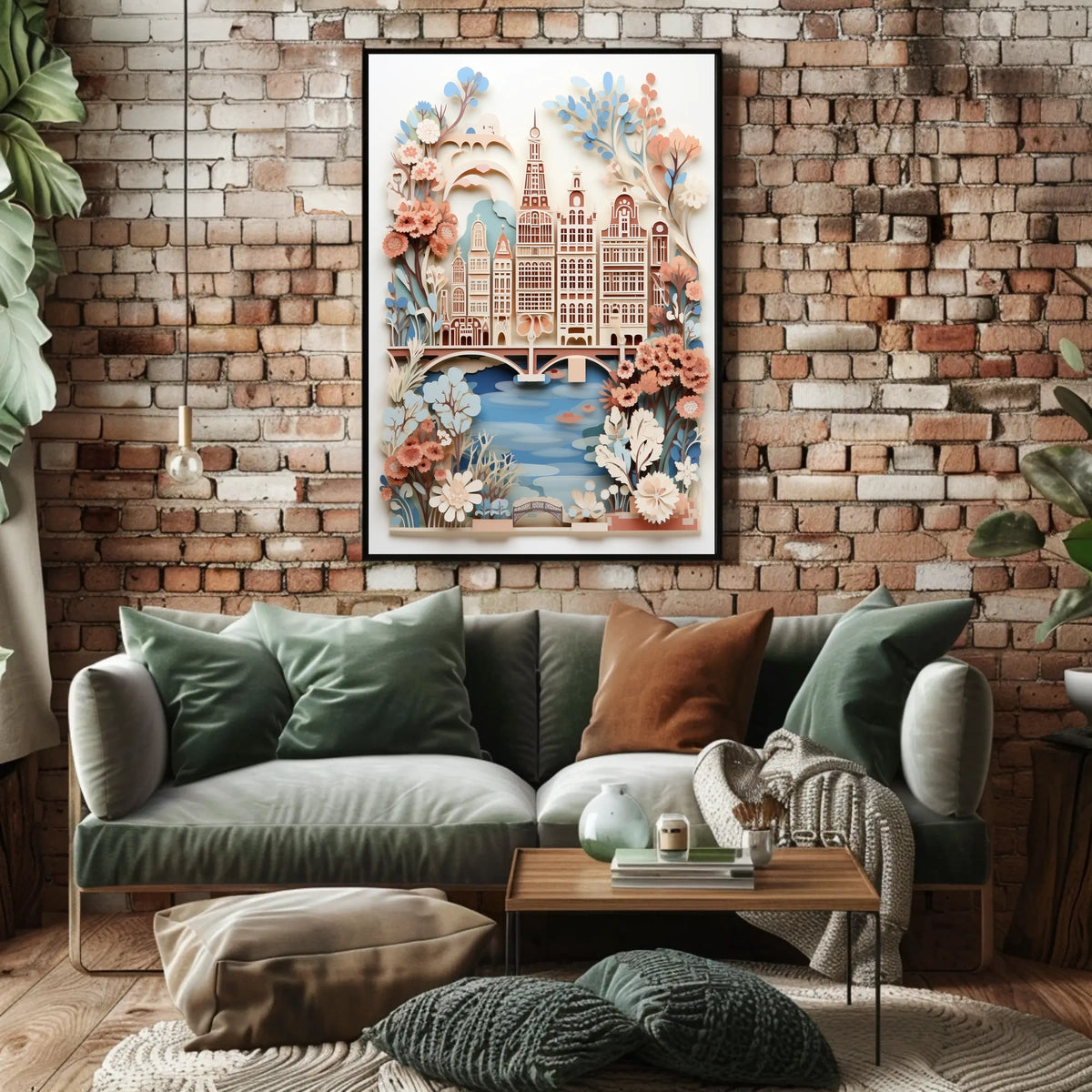 Amsterdam Cityscape Art with Intricate Dutch Gables Travel Poster