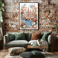 Amsterdam Cityscape Art with Intricate Dutch Gables Travel Poster