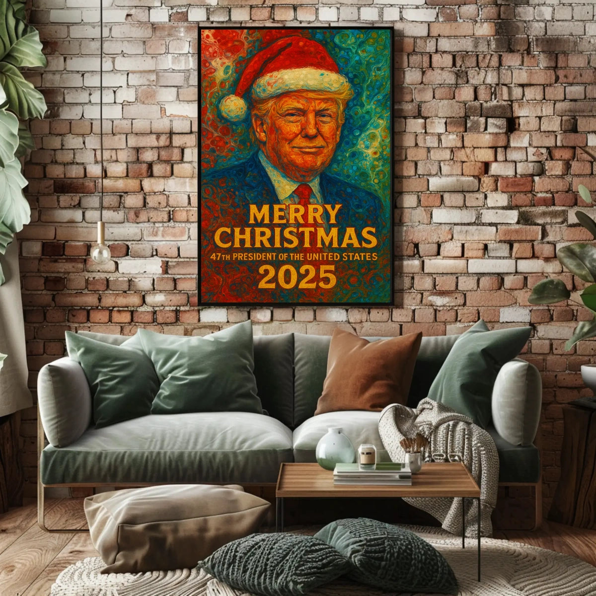 Festive Van Gogh-Inspired Merry Christmas Artistic Poster