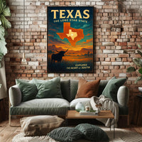 Texas Vintage Travel Poster Wall Art Print