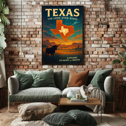 Texas Vintage Travel Poster Wall Art Print