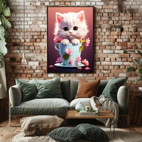 Kitten In A Teacup Poster PosterGoat