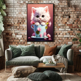 Kitten In A Teacup Poster PosterGoat