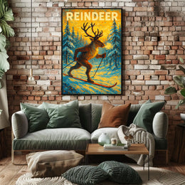 Reindeer On Skis Poster
