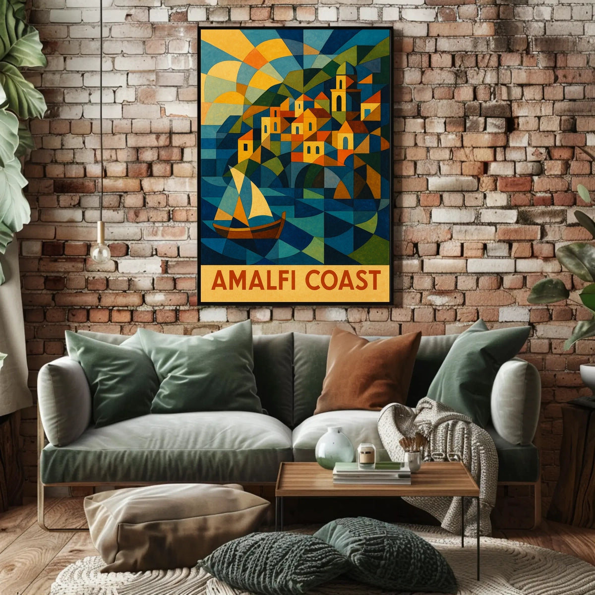 Amalfi Coast Geometric Splendor Poster Wall Art Print