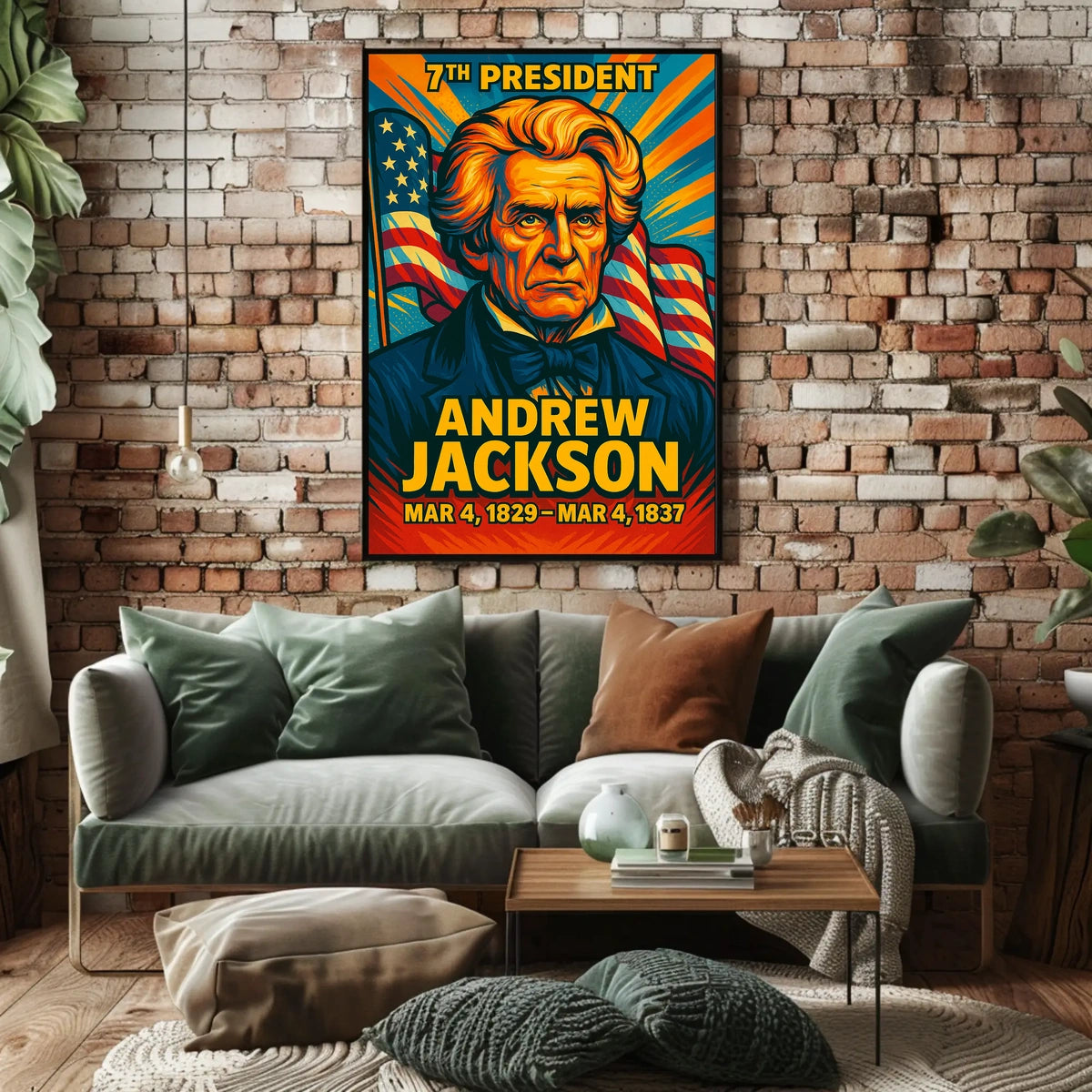 Andrew Jackson 7th President of the United States Colorful Comic Book Style Poster