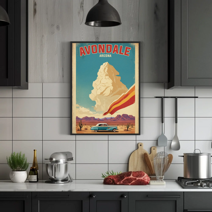 Avondale Arizona Desert Drive Vintage Travel Poster