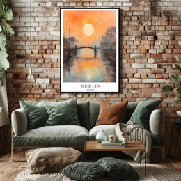 Sunset Over Dublin Bridge Poster PosterGoat