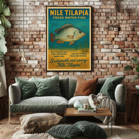 Nile Tilapia Vintage Aquatic Poster for Sustainability Enthusiasts